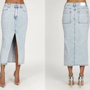 Meshki ACACIA Denim Midi Skirt - Light Blue NWT